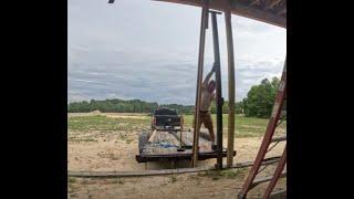 Installing 13 Custom Made Steel Columns For The Roof Support On Our New House Build...