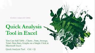 How to use the Quick Analysis tool in Excel | Excel Quick Analysis Tool | Using Quick Analysis Tool