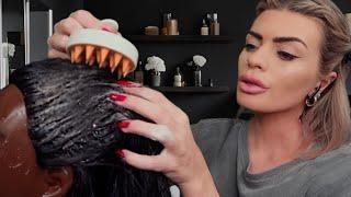 ASMR Hair Wash Day ‍️ scalp scratching, oil treatment & shampoo scalp massage (roleplay)