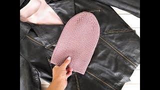 Вяжем модную шапку резинкой 1*1 с интересной макушкой.