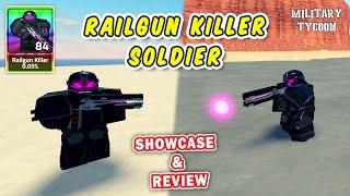 RAILGUN KILLER SOLDIER Showcase & Review in Military Tycoon Roblox