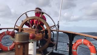 Pelican of London - On the Helm in a Force 7 off Morocco