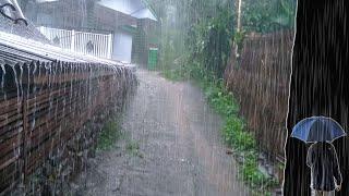 2 Hours Super Heavy Rain and Thunder in Remote Village | Fall Asleep Fast ASMR