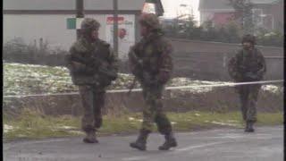 British soldiers shoot at two innocent men at an army checkpoint in Cullyhanna, December 31st 1990