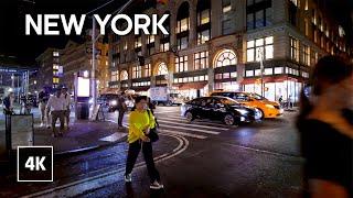 New York Night Walk - Manhattan, Walking Tour 4K