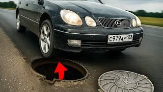 Loose manhole cover versus car - what will happen?