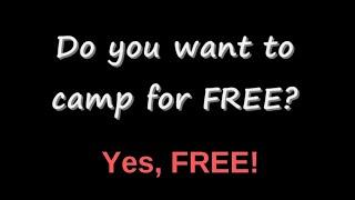 Free SItes you can camp at with a tent, Van, Car, Truck, RV or trailer