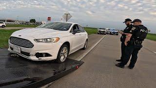 Police Chase Ends After Car Hits the Spikes!!