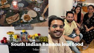 Preparing South Indian Banana leaf food