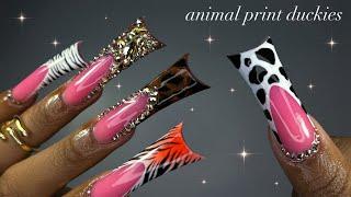 Animal Print Duckies!| duck nail application + mixed nail art!