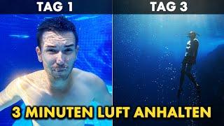 FREEDIVING lernen | 3 MINUTEN Luft anhalten in 3 Tagen (Selbstexperiment) | Apnoetauchen lernen