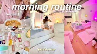 9AM SUMMER MORNING ROUTINE  *productive* skincare routine, hauls, breakfast & grwm!