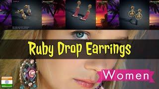 Red Ruby Drop Earrings Designs With Price & Weight (2018)