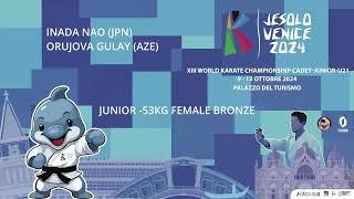 World Venice: JUNIOR -53KG FEMALE BRONZE with INADA NAO (JPN) vs ORUJOVA GULAY (AZE)