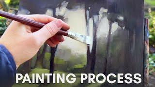 Serene plein air painting process (no talking) | Calming Forest Art with Classical Music