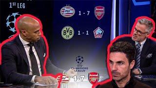 PSV 1-7 ARSENAL!  ARTETA MASTERCLASS IN THRILLING UCL WIN | HENRY & CARRAGHER REACT!