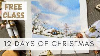 FREE Tutorial: Watercolor Christmas Card Landscape #christmascardmaking