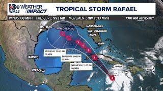 Tropical Storm Rafael is expected to strengthen into a hurricane (11/5/24 9 a.m.)