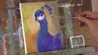 "Peacock Portrait" RealTime version Oil Painting Demonstration ASMR by Peter Chorao