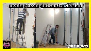 comment poser une contre cloison placo (rail, montant, r48, m48 montage simple)