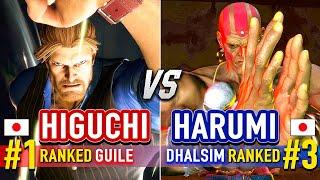 SF6  HIGUCHI (#1 Ranked Guile) vs HARUMI (#3 Ranked Dhalsim)  Street Fighter 6 High Level Gameplay