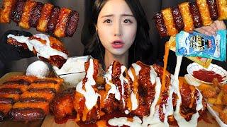 SWEET AND SOUR KOREAN FRIED CHICKEN ASMR MUKBANGㅣSEASONED CHICKEN DAK-GANGJEONGㅣREAL SOUND