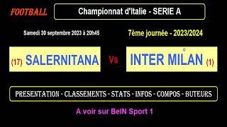 SALERNITANA - INTER MILAN : match de football de la 7ème journée de Série A - Saison 2023-2024