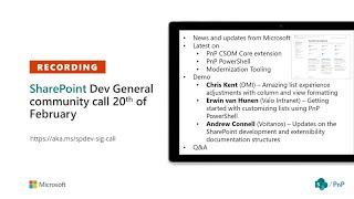 SharePoint PnP – General SharePoint Dev SIG community call – 20th of February 2020