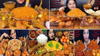 Mutton curry murgir jhol egg curry Schezwan fried rice  Big Bites ASMR Eating Mukbang