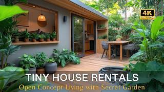 Modern Tiny House Rentals with Open Concept Living with Secret Garden and Lush Courtyard Retreats