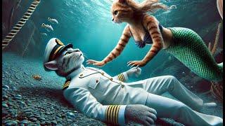 Mermaid Cat's Love Story with the Captain #aicatstory #cat #catlover #cutecat