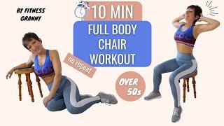 10 MIN FULL CHAIR WORKOUT – BASIC & UNUSUAL EXERCISES (no repeat)