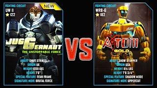 REAL STEEL WRB JUGGERNAUT (122) VS Atom Gold (182) New Robots UPDATE (Живая сталь)
