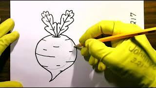 How to Draw a Turnip Awesome Vegetable Easy Beetroot step by Vegetarian Diet Recipes #viralvideo