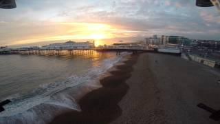 Sunset quadcopter flight at Brighton Pier