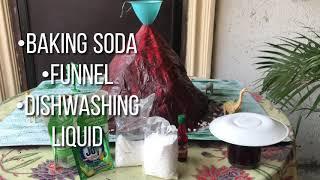 Volcano Making & Eruption Experiment Baking soda and Vinegar