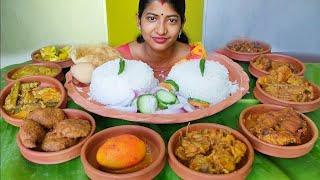 Massive Indian Food Eating - Chicken Curry, Gizzard & Liver, Meat Balls Curry, Egg Curry, Fish Curry