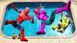 GTA 5 Rainbow Spiderman Jumping Into Pool (Euphoria Physics/Ragdolls) #1