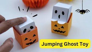 Easy Paper Jumping Ghost Toy  For Kids / Halloween Craft Ideas / Paper Craft Easy / KIDS crafts