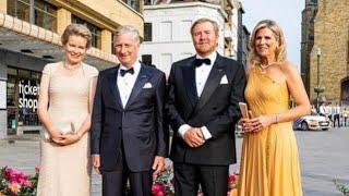 Queens Máxima & Mathilde in stunning gowns by Dutch designer