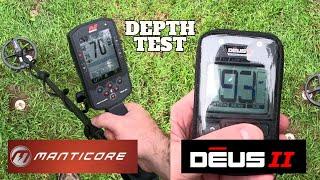 MINELAB MANTICORE vs XP DEUS II - DEPTH TEST WITH GENERAL SETTINGS