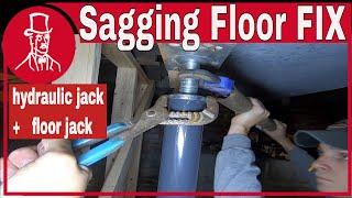 How to raise a sagging floor using  floor jack or screw jack and hydraulic jack