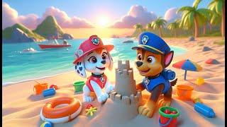 Paw Patrol The Mighty Movie | CHASE x MARSHALL Play Together On The Beach!! - Rainbow 3