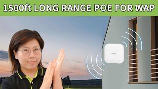 1500ft Long Distance PoE Wireless Access Point Setup with a PoE Extender Kit