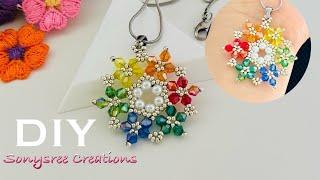 Welcome Spring Pendant/ Earrings || How to make Beaded Pendant