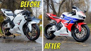 REBUILDING a WRECKED HONDA CBR 600RR (Start-Finish Timelapse)