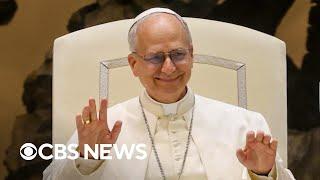 Pope Leo XIV addresses world in English, makes joke
