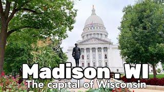 Madison , The Capital of Wisconsin , USA , downtown Madison Walking Tour, Capital Building, 4K