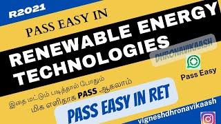 Pass Easy in Renewable Energy Technologies | R2021 | RET | Anna University | DHRONAVIKAASH