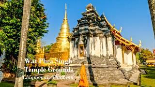 Temple Grounds Walk Wat Phra Singh, Chiang Mai, Thailand in 4K